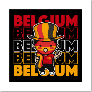 Belgium Football Fan // Kawaii Cute Belgian Soccer Supporter Posters and Art